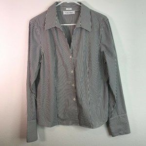 Calvin Klein Women's Cotton White Pin Stripe Shirt